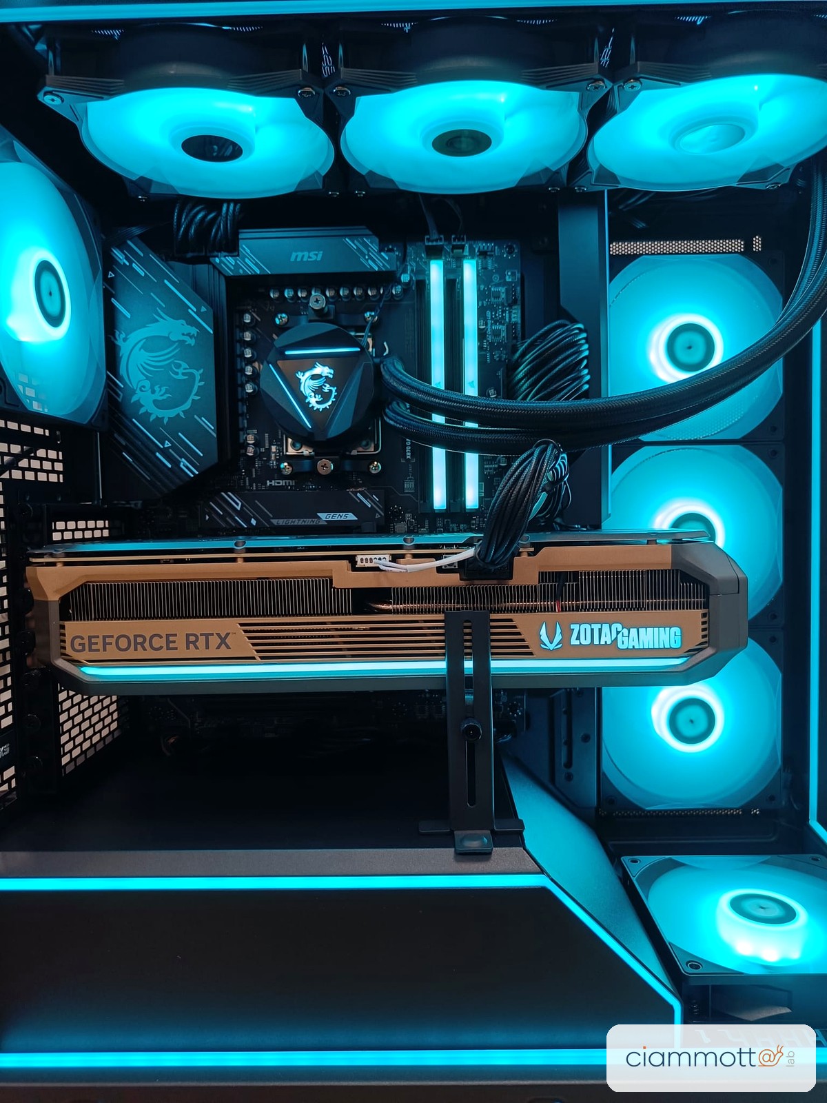 Illuminazione RGB blu della scheda video e delle ventole
